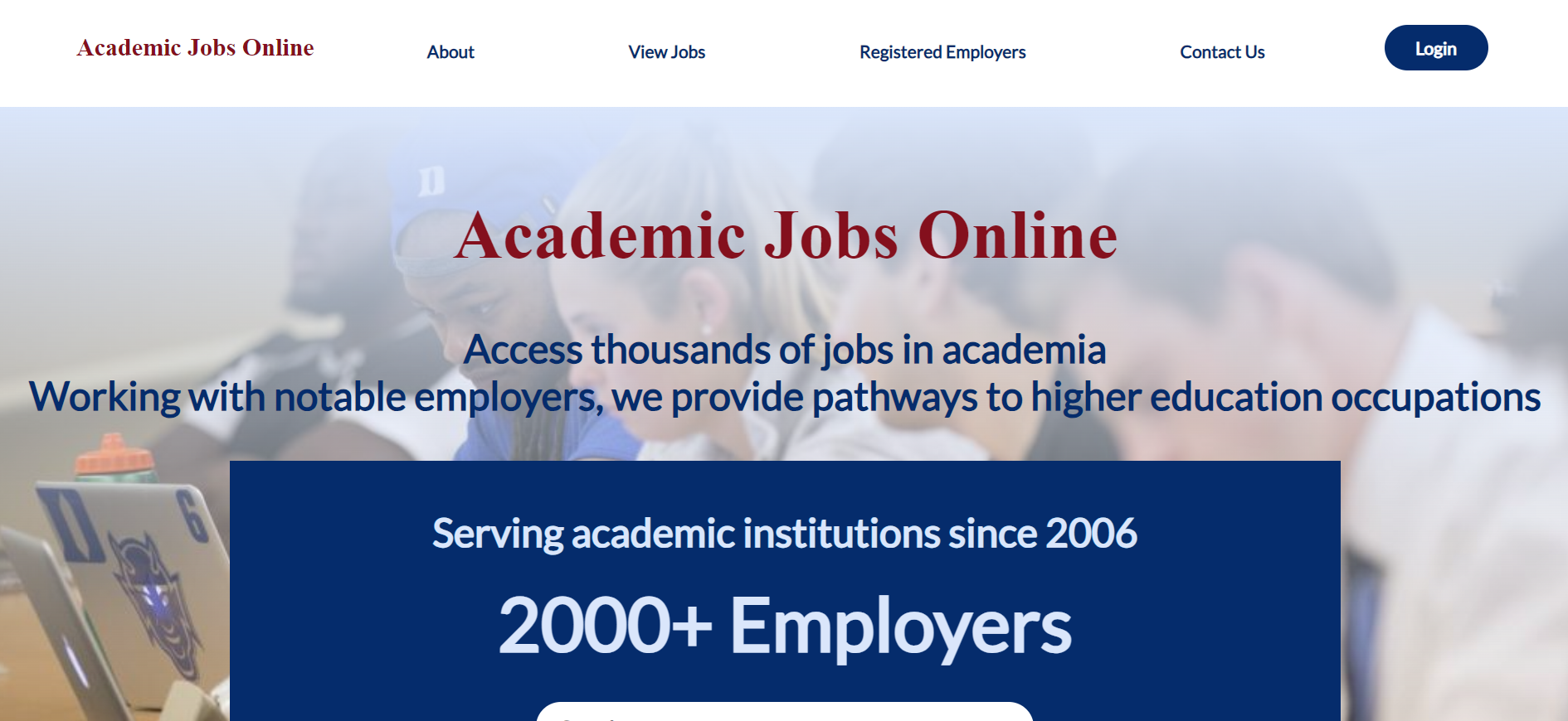 Academic Jobs Online Front Page